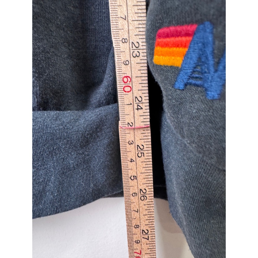Aviator Nation Women Grey Lightning Bolt Neon Stripe Sweatshirt Small - Picture 10 of 10
